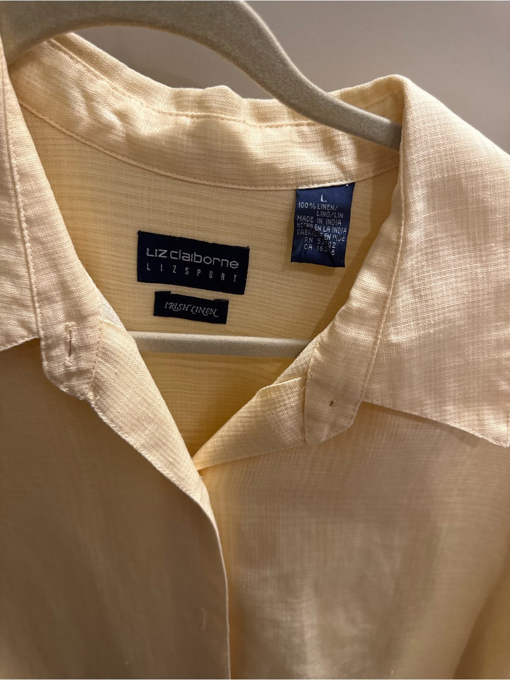 Liz Claiborne Light Cream Short-Sleeve Button-Down Shirt